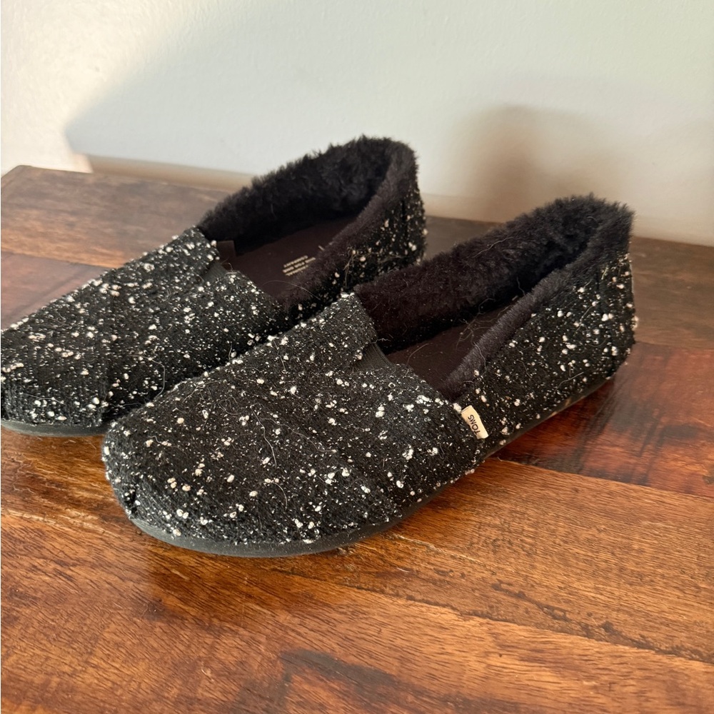 Toms Black and White Speckled Flats